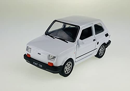 Welly Fiat 126 Bianco Simile A Polski Fiat 126P 1972-2000 Ca 1/43 1/36-1/46 Modello Auto