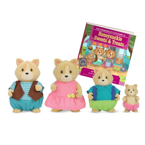 Li'L Woodzeez Whiskerelli Cat Family - Set Di 5 Giocattoli Con Figurine Animali In Miniatura E Libro Di Fiabe - Giocattoli E Accessori Per Bambini Dai