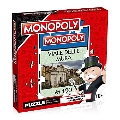 Winning Moves - Via Delle Mura, Bergamo, Puzzle Monopoly 1000 Pezzi - Ed. Italiana