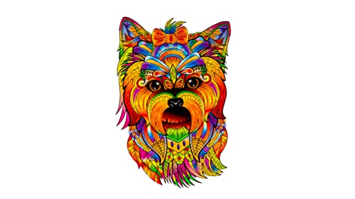 Woodvio - Puzzle In Legno Per Adulti E Bambini - Yorkie, Puzzle Fantasia A Forma Di Animale, 172 Pezzi Di Forma Unica, Dimensione King (46 X 31 Cm)