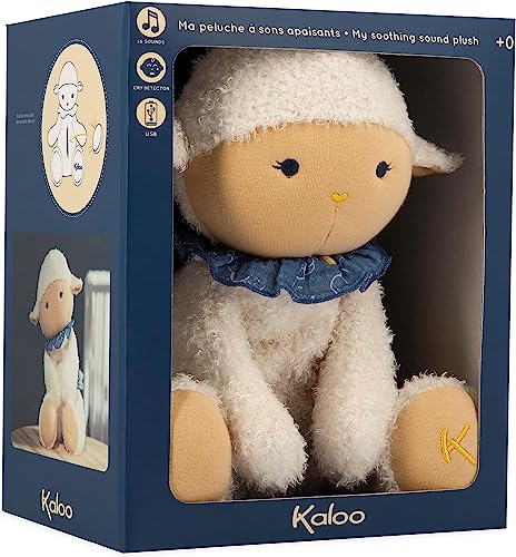 Kaloo - Doux Sommeil - Peluche Pecorella Bianca - Peluche Musicale - 6 Suoni Rilassanti Per Addormentare Il Neonato - Rileva Il Pianto - 25 Cm - Dalla