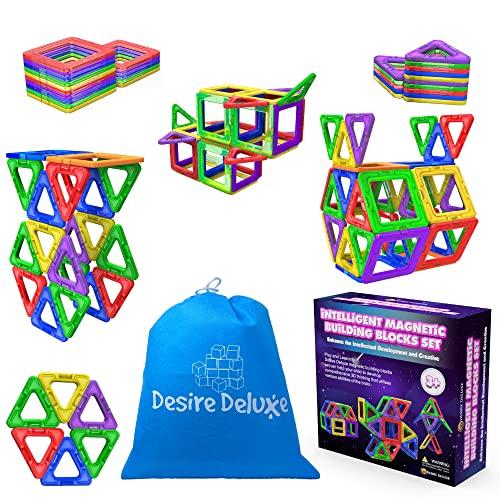 Desire Deluxe Blocchi Di Costruzione Magnetici Per Bambini - Set Creativo Educativo Di 30 Pezzi Di Forme Geometriche Con Magneti Per Stimolare L'Immag