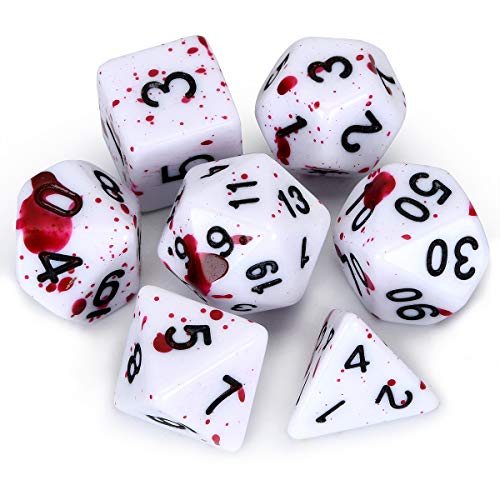 Dadi Poliedrici Per Giochi Di Società Vampiro Dnd Flashowl Set Con Spray Irregolare Punto Blu Ruolo D20 Dungeons And Dragons Set Di 7 (Fucsia)