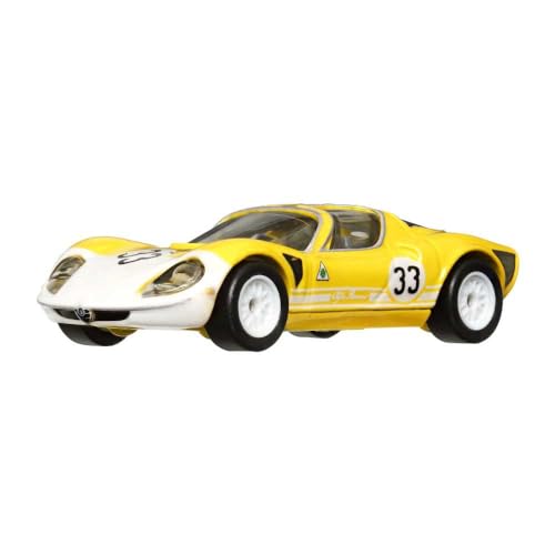 Hot Wheels Die Cast Modello Auto Car Culture Circuit Legends 1969 Alfa Romeo 33 Stradale Gialla Scala 1:64 7Cm Hcj91