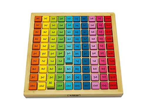Teorema Giocattoli- Tabelline In Legno Per Bambini, 20 X 20 Cm, Arcobaleno, 40570
