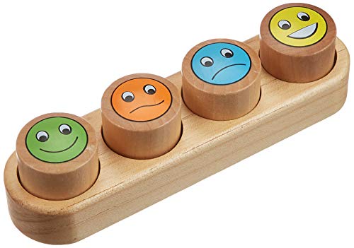 Crea 'Set Di Timbri Rotondi Smiley Con 4 Stampini Smile, Legno, Multicolore