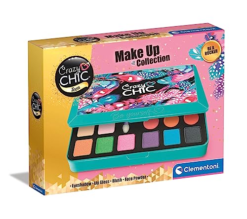Clementoni- Italy Crazy Chic Yourself Collection-Be A Rocker-Trousse, Cofanetto Lavabili, Set Cosmetici Bambini 8 Anni, Borsetta Con Trucchi, Multi-Co