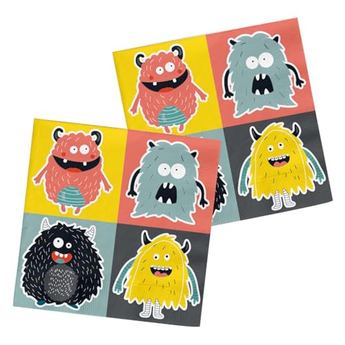 Folat Tovaglioli Monster Bash 33X33Cm-20 Pezzi, Multicolore, 68352
