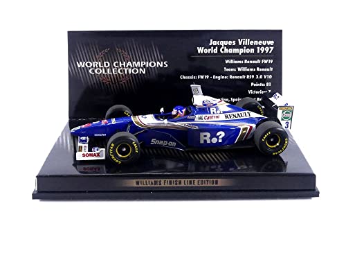 Minichamps 436976603 Williams Renault Fw19-Jacques Villeneuve-Campione Del Mondo 1997-Dirty Version Collectible Miniature Car, Multicolore