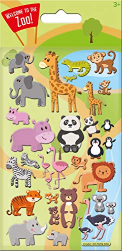 Paper Projects 01.70.19.014 Cute Zoo - Adesivi Riutilizzabili In Schiuma 3D, Multicolore, 19,5 Cm X 9,5 Cm
