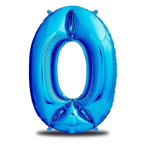 Envami® Palloncini Compleanno 0 Blu 101 Cm - Palloncino Numero 0 - Numeri Gonfiabili Compleanno - Decorazioni Compleanno - Vola Con L'Elio