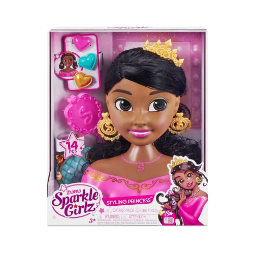 Zuru - Sparkle Girlz - Testa Per Capelli E Accessori - Marrone - Una Testa Da Pettinare Da Principessa Con Look Glamour - A Partire Dai 3 Anni - 10049