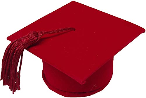 Partycolare Cappello Di Laurea - Tocco In Velluto Rosso 6 Pz