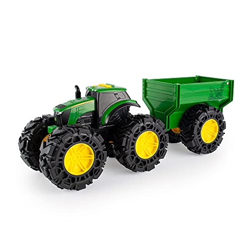 John Deere Tomy 47353 Treads Trattore Wagon, Monster Truck, Giocattolo Verde, Per Bambini A Partire Dai 3 Anni, Fino A 38 Cm