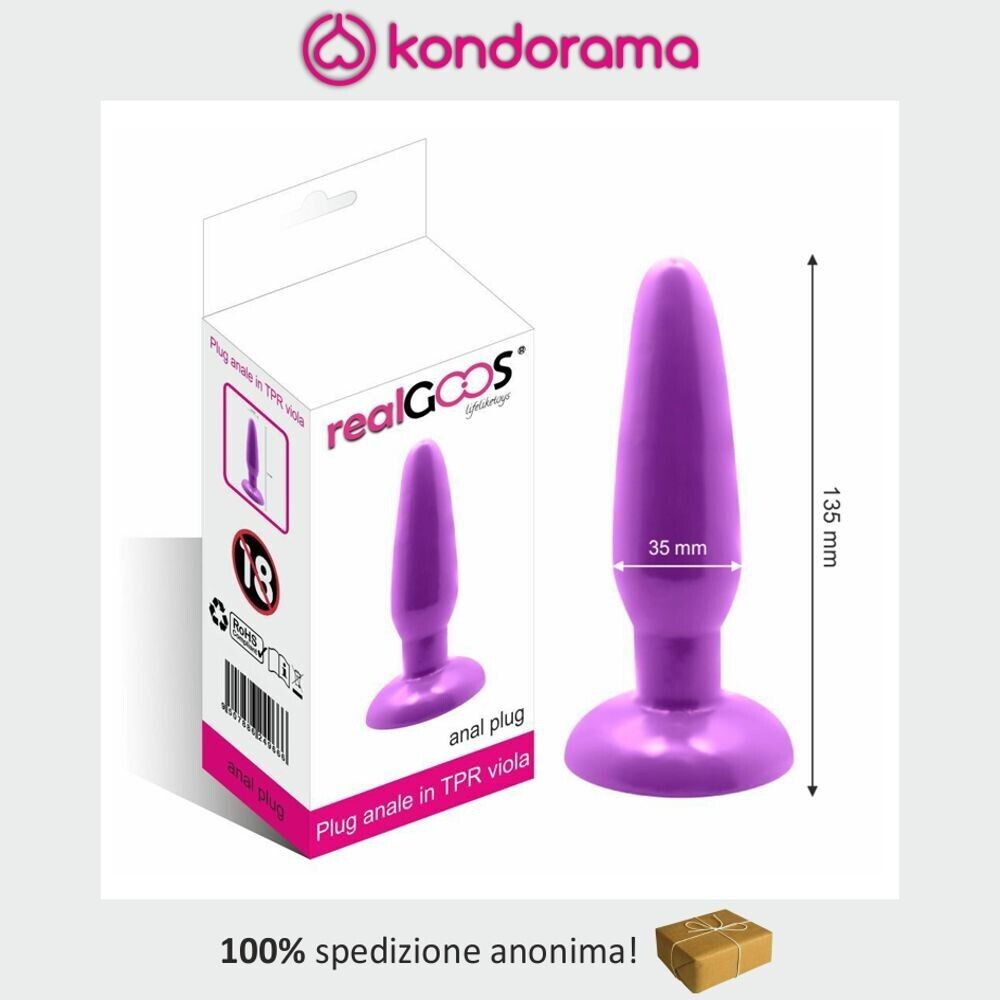 realGOOS® anal plug stimolatore anale morbido viola impermeabile mm 135 x 35 sex
