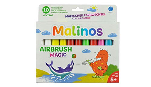 Malinos- Airbrush Magic 10Er Inkl. 4 Schablonen Aerografo, 300968
