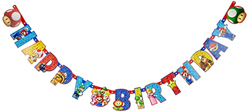 Amscan- Festone Snodabile Happy Birthday Personalizzabile 190 X 18 Cm Supermario, Multicolore, 7Am9901542