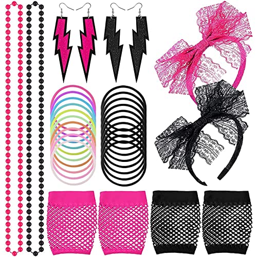 Abbigliamento Femminile Di 80 Anni, Abbigliamento Da 80 Anni Incluso Orecchini Guanti E Collane, Accessori Per Abbigliamento Anni '80 Adatto Per La Co