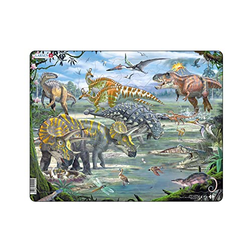 Larsen Fh31 Dinosauri Del Cretaceo, Puzzle Incorniciato Con 65 Pezzi