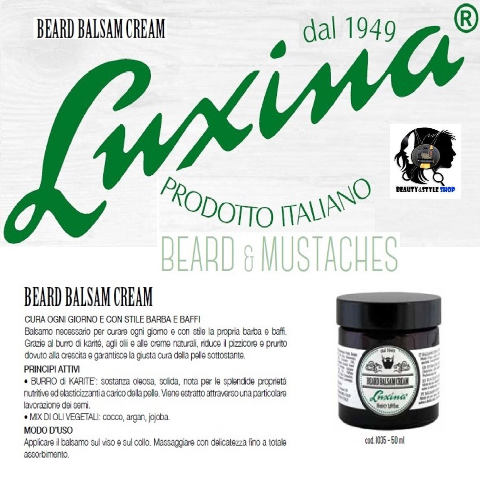 BALSAMO BARBA E BAFFI PROFESSIONALE LUXINA BEARD BALSAM CREAM 50ML ANTIPRURITO