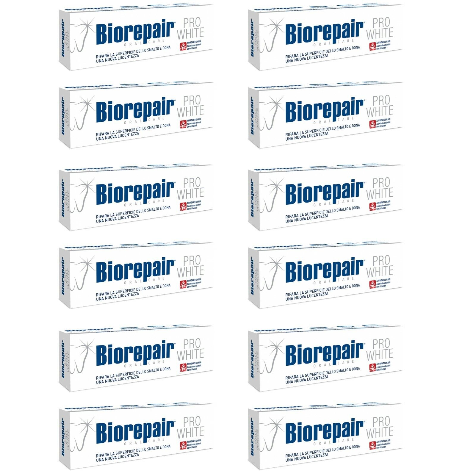 12 pezzi BIOREPAIR Dentifricio PRO WHITE 75ml dentifricio ripara e protegge