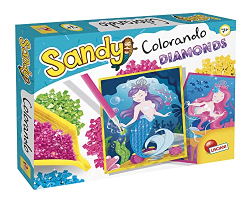 Lisciani- Fantasie Sandy Colorando, Tele Disegnate Colorari, Contenitore, Adesivo Per Diamantini, Multicolore, 97500