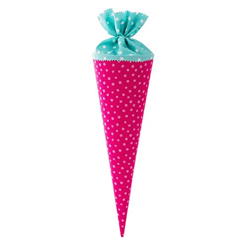 Goldbuch- Tessuto – Scuola Con Motivo A Pois E Stelle, 35 Cm, Sacchetto Di Zucchero Rosa/Turchese, Confezione Regalo Per Molte Occasioni, Colore, 93 5