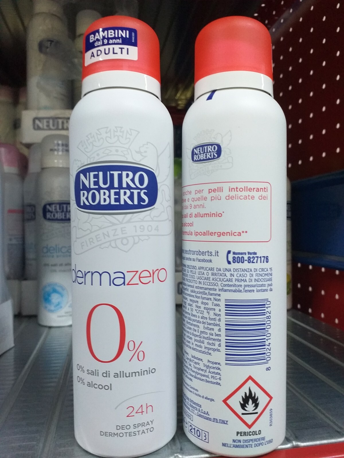 3 Pezzi Neutro Roberts Deo Spray Derma Zero 0% Sali Alluminio Deodorante 24h