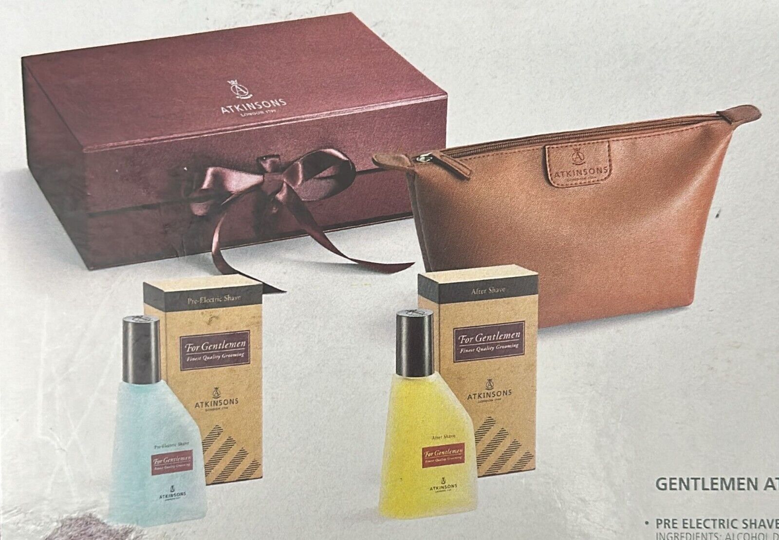 atkinsons confezione regalo pre barba 90 ml + dopobarba 90 ml + beauty case