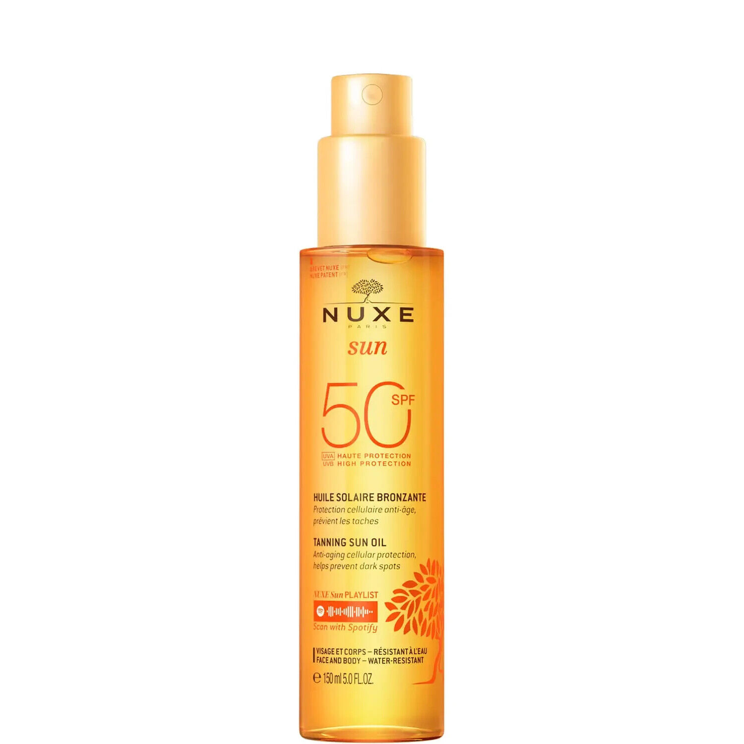 Nuxe Sun Olio Solare Abbronzante Alta Protezione SPF 50 Viso e Corpo 150 ml
