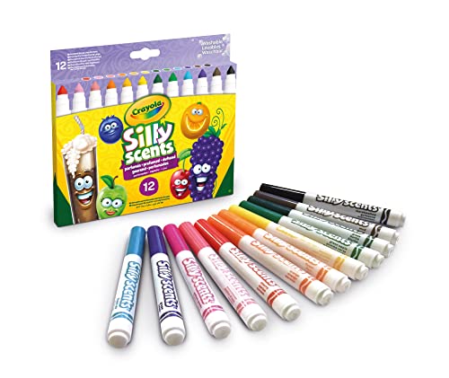 Crayola 58-8337 Pennarelli Lavabili E Profumati Per Bambini A Punta Grossa, Per Scuola E Tempo Libero, Colori Assortiti, 12 Unità, Confezione Da 1