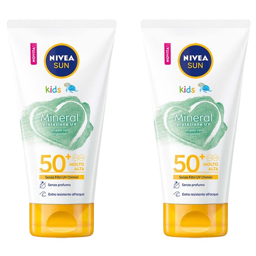 2 pezzi NIVEA SUN KIDS MINERAL Crema Protettiva 50+ MOLTO ALTA 150ml