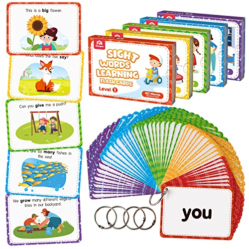 Coogam 220 Dolch Sightwords - Gioco Di Parole Con Immagini E Frasi, Carte Di Apprendimento Dell'Alfabetizzazione, Giocattolo Per Bambini Di 3, 4, 5 An