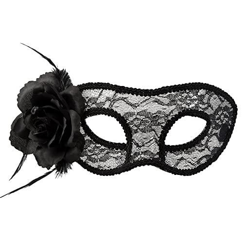 Boland- Halloween Maschera Occhi Mystique Con Rosa Per Adulti, Nero, Taglia Unica, 97528