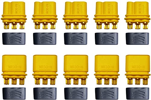 Yunique Green-Clean-Power - Set 5 Paia Connettori Mr30 Per Modellismo Rc Lipo | Maschio-Femmina, Guaina Protettiva | Ideali Per Batteria Tello, Tablet