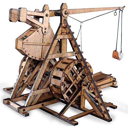 Yaqumw Il Contrappeso Trabucco Con Ruote Armi D'Assedio Medievali Europee Puzzle In Legno Regalo Kit Modello 3D Fai-Da-Te