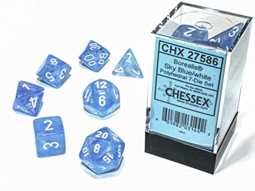 Chessex Borealis Sky Blue Luminary Dice Set Boxed [Chx27586]