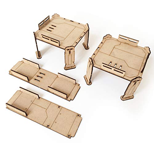 Pwork Wargames Combat Zone 01 - Set Di Elementi Scenici Di Ambientazione Sci-Fi Per Miniature In Scala 28Mm/35Mm - Tabletop Miniatures Wargame 3D Scen