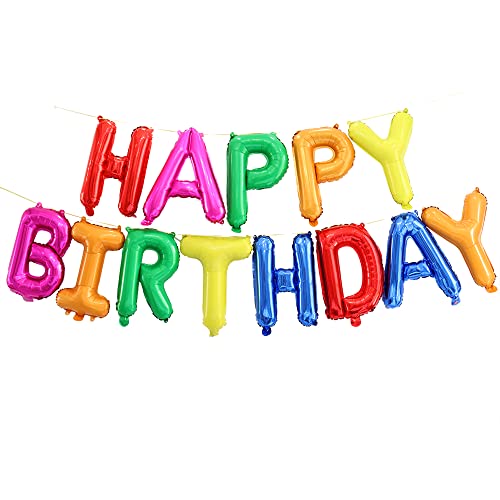Ponmoo Foil Palloncini Happy Birthday Banner Kit - Multicolore, Bandiera Di Buon Compleanno Palloncini Festa Decorazioni, Festa Di Compleanno Scritta 