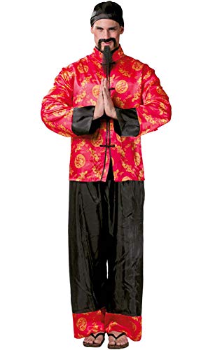 Guirca- Costume Cinese Mandarino, Colore Rosso, Taglia Unica, 80666