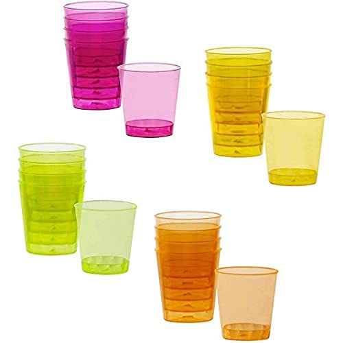 Boland Set Bicchierini Plastica Shot Glasses (4 Colori, 20 Pezzi), Rosa, Giallo, Verde, Arancione, Unità (Confezione Da 1), 31055