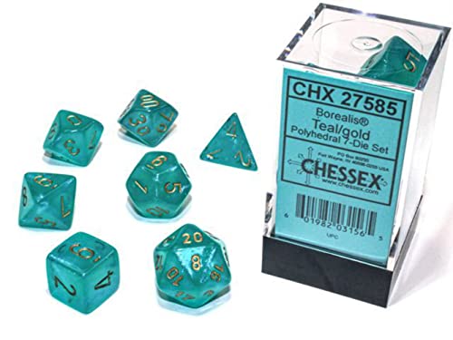 Chessex Borealis Teal Luminary Dice Set Boxed [Chx27585]
