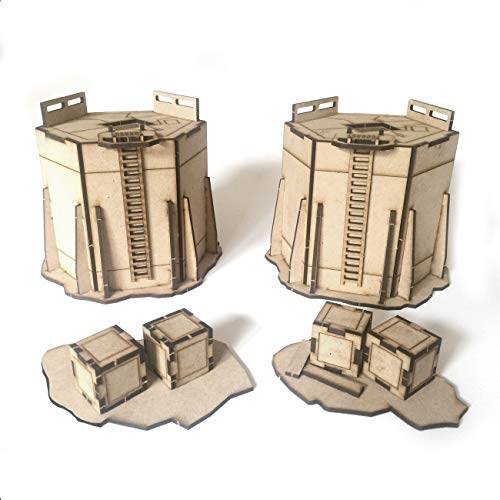 Pwork Wargames Industrial 01 - Set Di Elementi Scenici Di Ambientazione Industriale Per Miniature In Scala 28Mm/35Mm - Tabletop Miniatures Wargame 3D