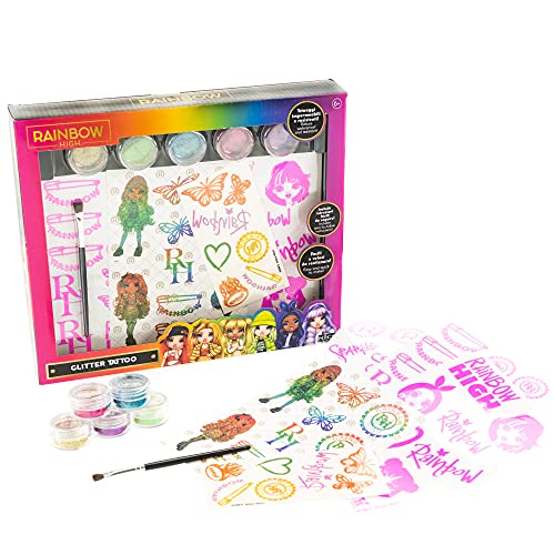 Rainbow High Glitter Tattoo, Kit Di Tatuaggi Temporanei Per Bambine Fashion, Glitterati, Multicolor, Adesivi - Nice Group