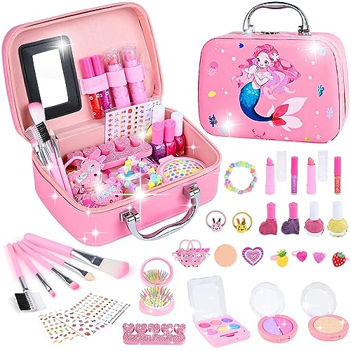 Trucchi Bambina Set, Lavabile Trucchi Per Bambina, Valigetta Trucchi Bambini, Giochi Bambina Natale Compleanno Regalo Bambina 3 4 5 6 7 8 9 10 Anni