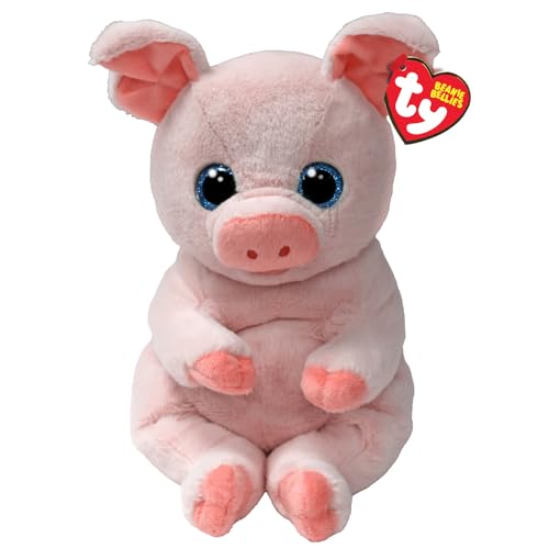 Ty Beanie Bellies - Penelope La Maialina Con Gli Occhioni Azzurri Glitter, Gli Animaletti Di Peluche Con Il Pancino Morbido Originali 30 Cm - T43202