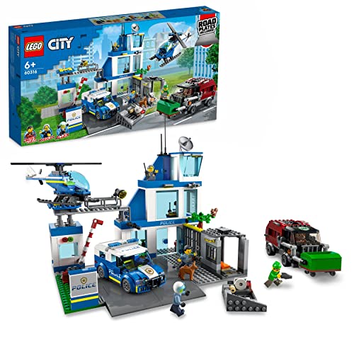 Lego City Police Stazione Di Polizia, Set Con Elicottero Giocattolo, Macchina E Camion Della Spazzatura, Giochi Per Bambini, Bambine, Ragazzi E Ragazz