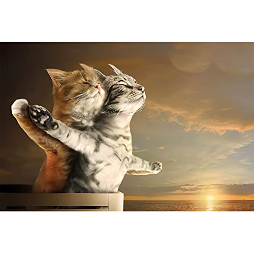 Wacydsd Puzzle 1000 Pezzi Puzzle 3D Fai Da Te Cute Cat S Cartoon Animal Titanic Cat Foto Di Amore Romantico