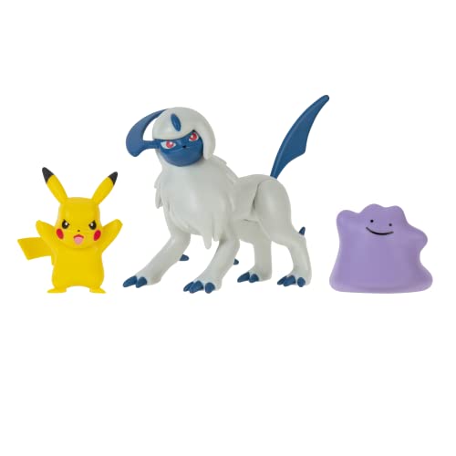Pokemon Pkw3044 - Set Di Figure Da Battaglia, Pikachu, Ditto, Geckarbor, Set Di Personaggi Ufficiali