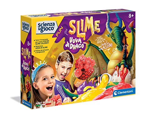 Clementoni - Scienza E Gioco Fun, Slime Uova Di Drago, Gioco Scientifico 8 Anni, Laboratorio Slime Esperimenti, Slime Squishy, Fabbrica Slime, Kit Per